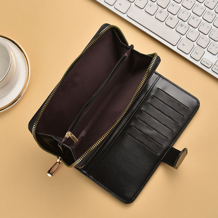 Slim Double-Zippered Wallet with Wrist Strap Kalsten