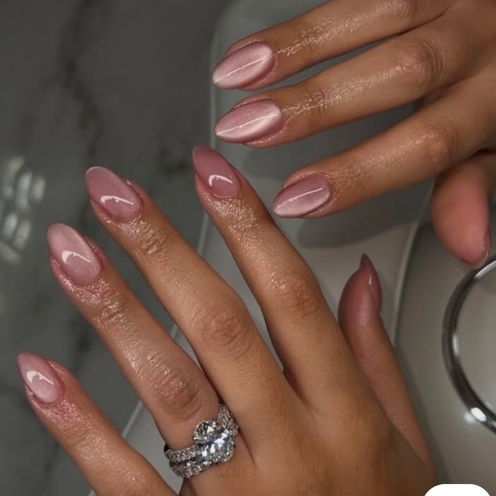 Elegant Glossy Almond-Shaped Nail Enhancements