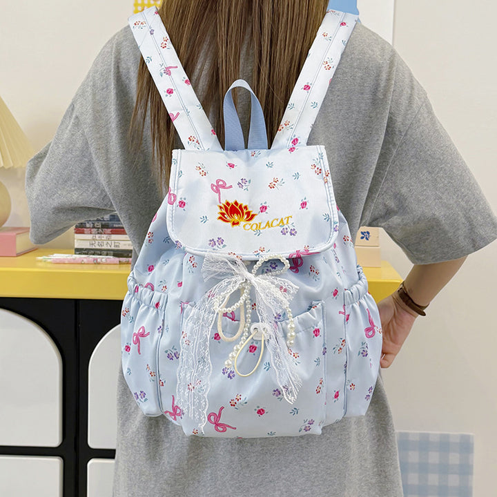 Floral-Embellished Drawstring Backpack Kalsten