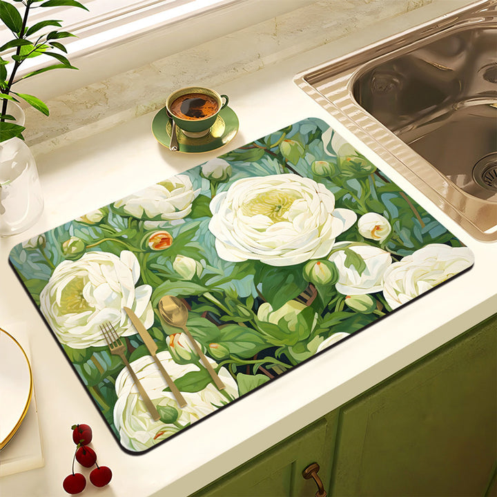 Decorative Floral Kitchen Mat