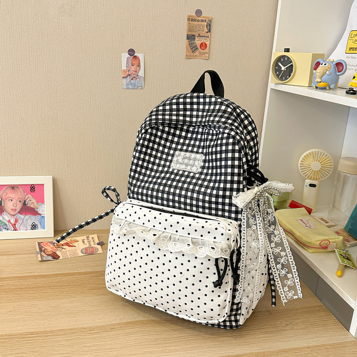 Stylish Gingham Patterned Backpack Kalsten