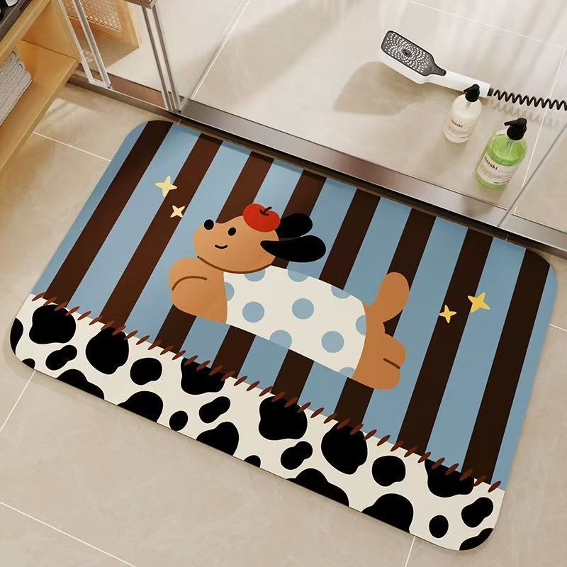 Cartoon Cat-Themed Bathroom Mat