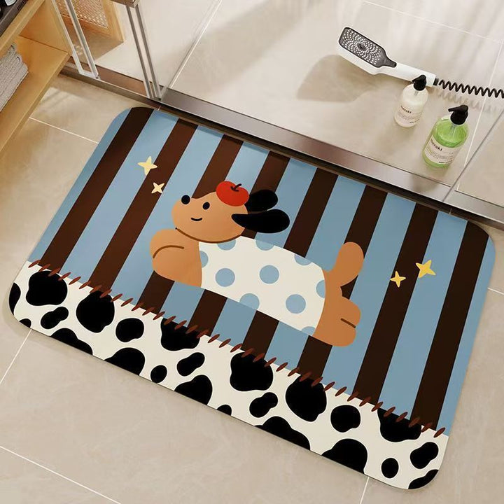 Cartoon Cat-Themed Bathroom Mat
