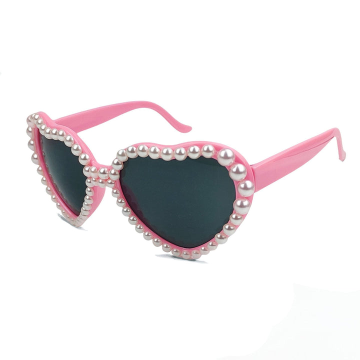 Women's Heart-Shaped Sunglasses with Glitter Stone Trim Kalsten