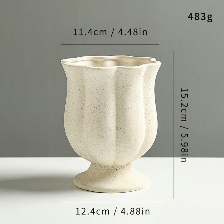 Elegant Sculpted Ceramic Flower Pot
