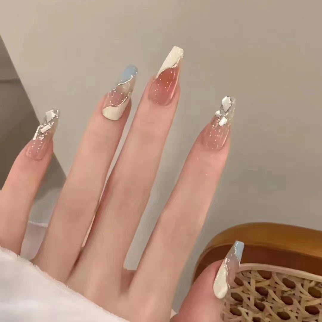 Elegant Stiletto Press-On Nail Art with Geometric Design Kalsten