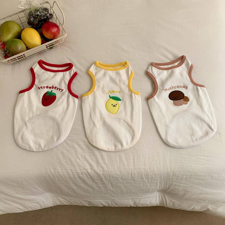 Cotton Stretch Pet Tank Top with Mushroom Applique