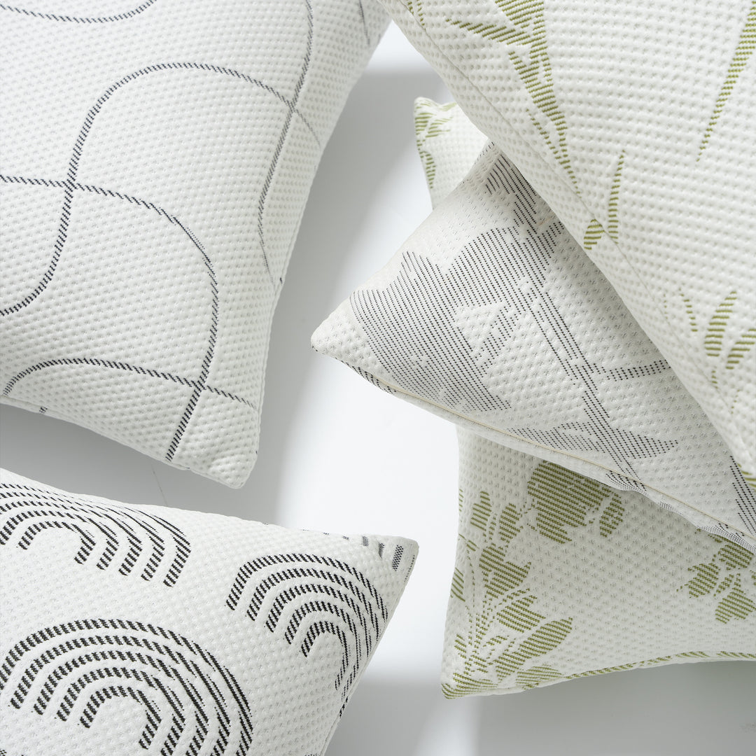 Jacquard pillowcase with textured waffle weave and delicate leaf pattern Kalsten