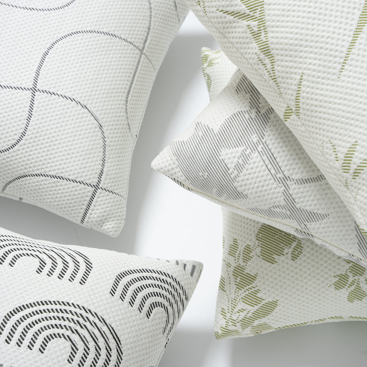 Jacquard pillowcase with textured waffle weave and delicate leaf pattern Kalsten