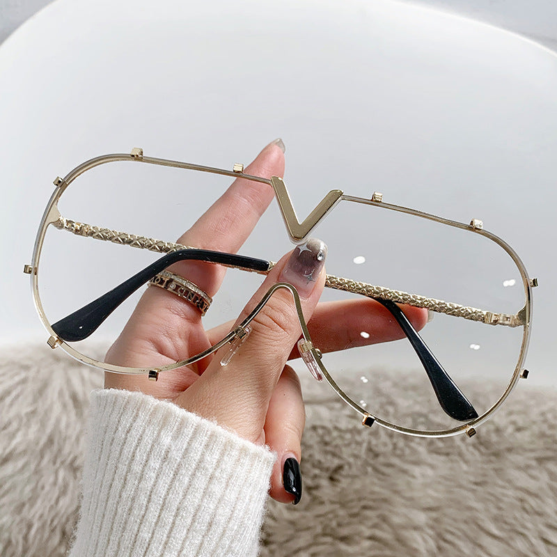 Futuristic Oversized V-Shaped Sunglasses