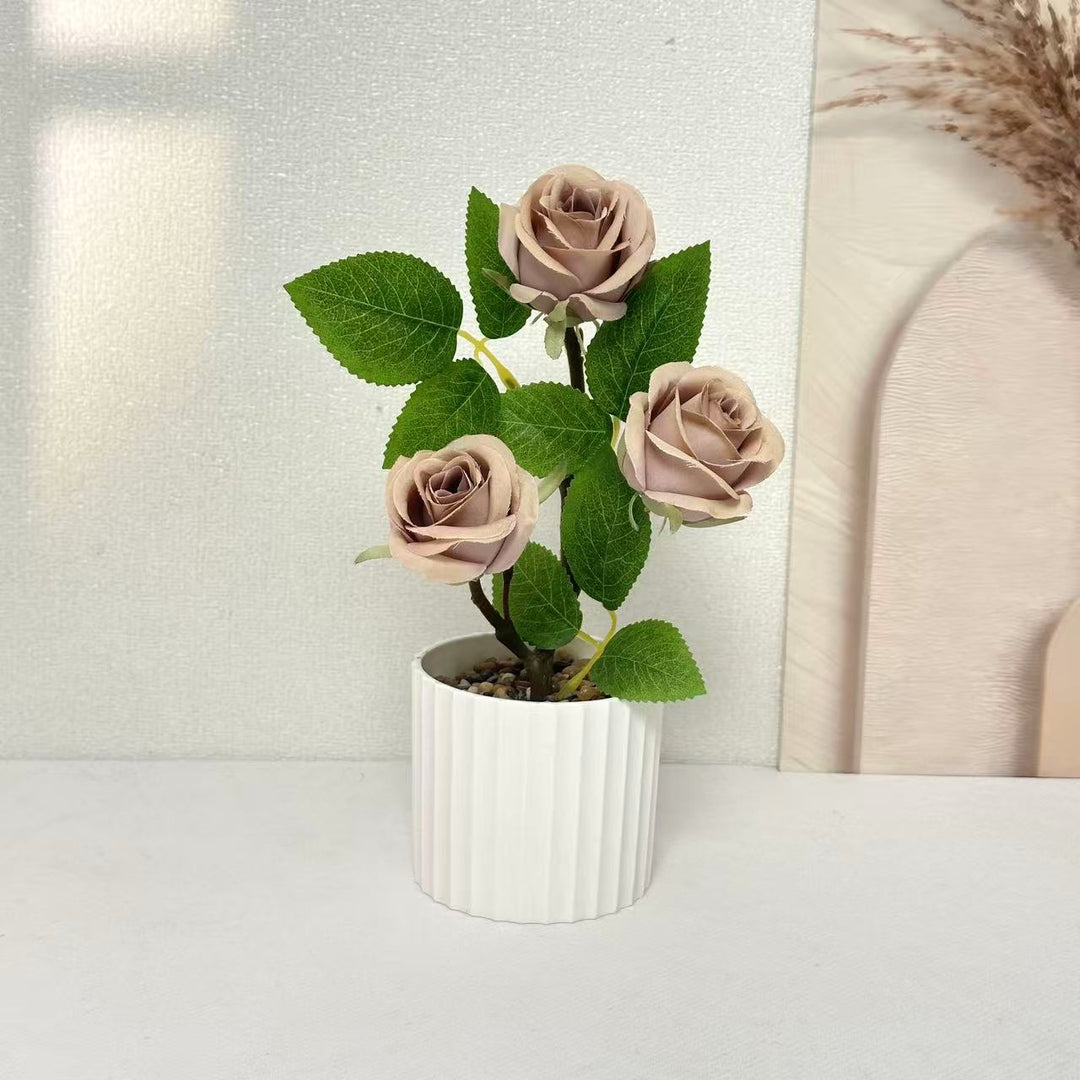 Realistic Faux Rose Plant Arrangement