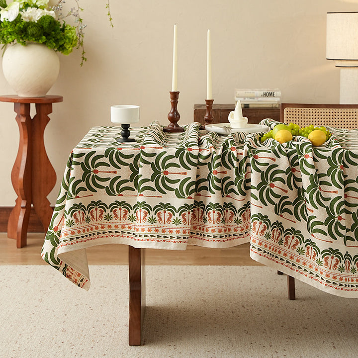 Rectangular printed table runner made of cotton blend with botanical ornament print Kalsten