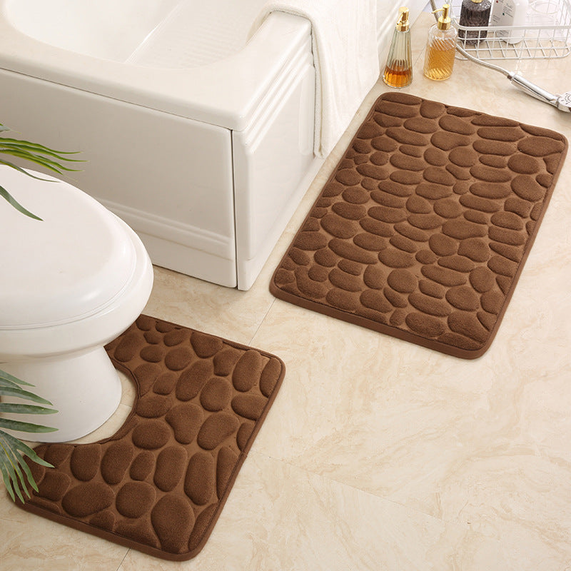 Textured Stone Pattern Bath Mat Set Kalsten