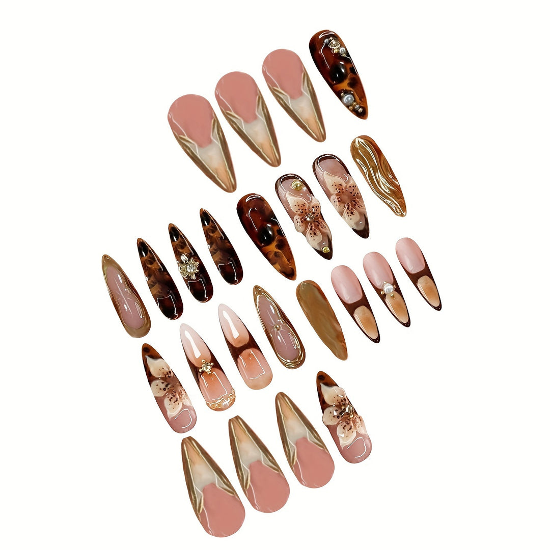 Elegant Floral Acrylic Press-On Nail Set Kalsten