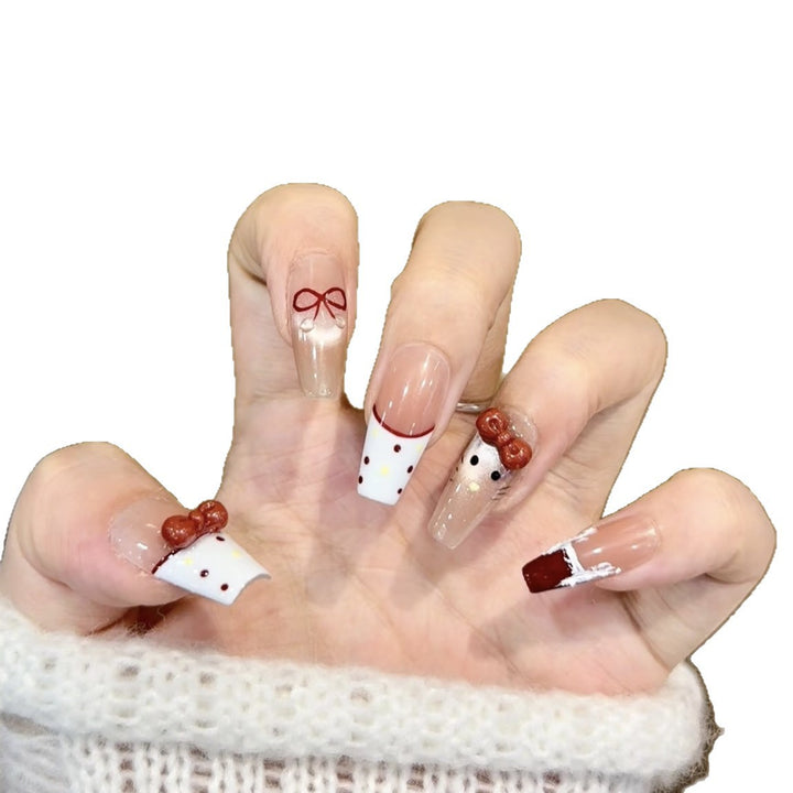Artistic Press-On Nail Set with Whimsical Holiday Designs Kalsten