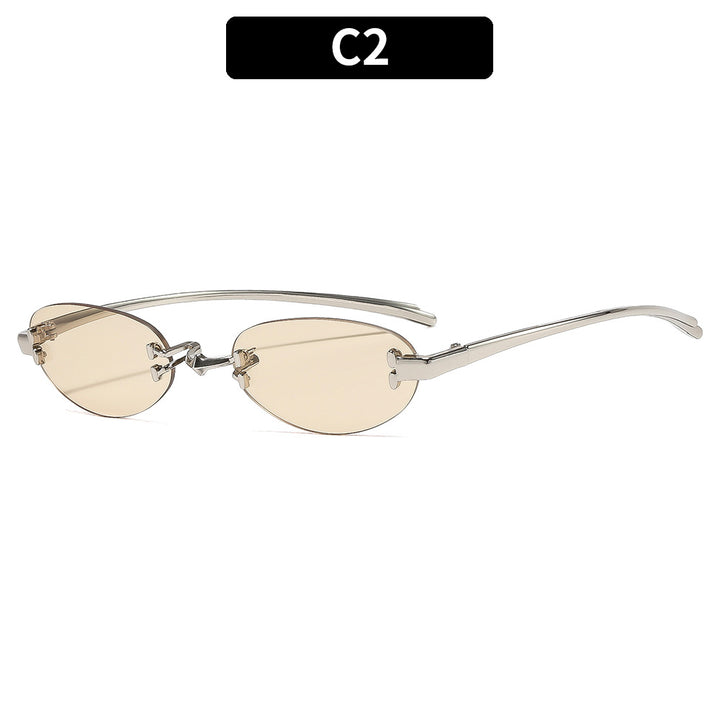 Minimalistic Oval Frame Sunglasses
