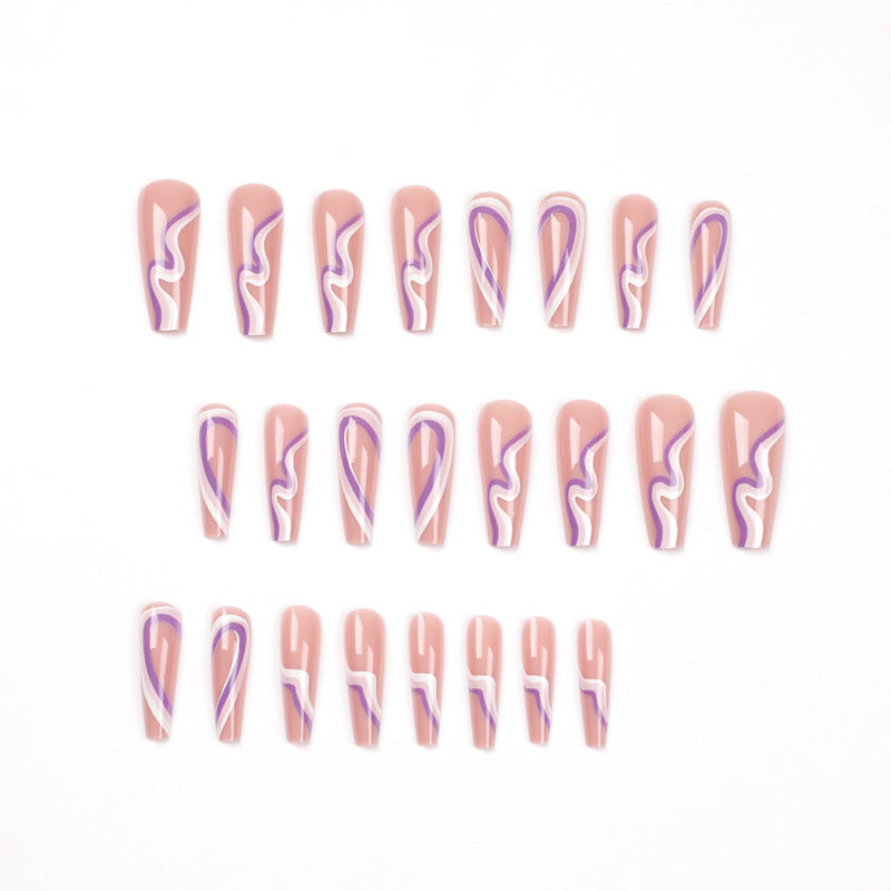Artful nail extensions with elegant wave pattern Kalsten