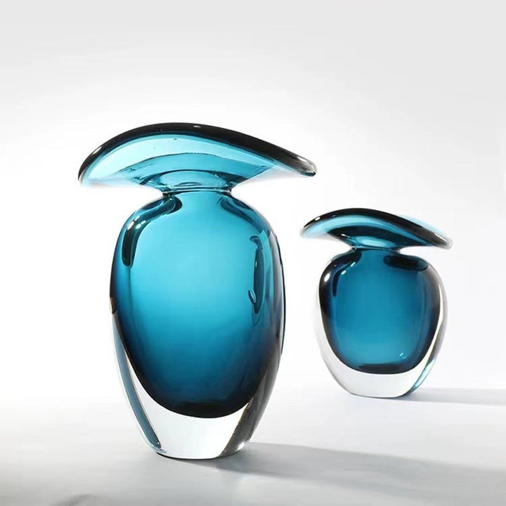 Organic Handblown Mushroom-Top Decorative Glass Vase Kalsten