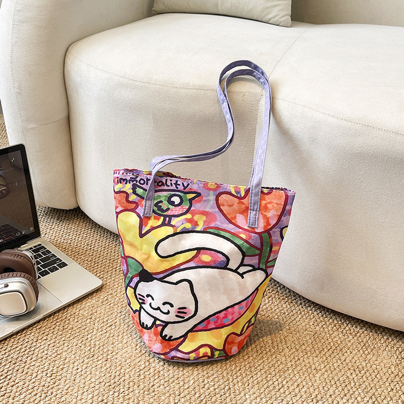 Fun Artistic Cat-Themed Tote Bag Kalsten