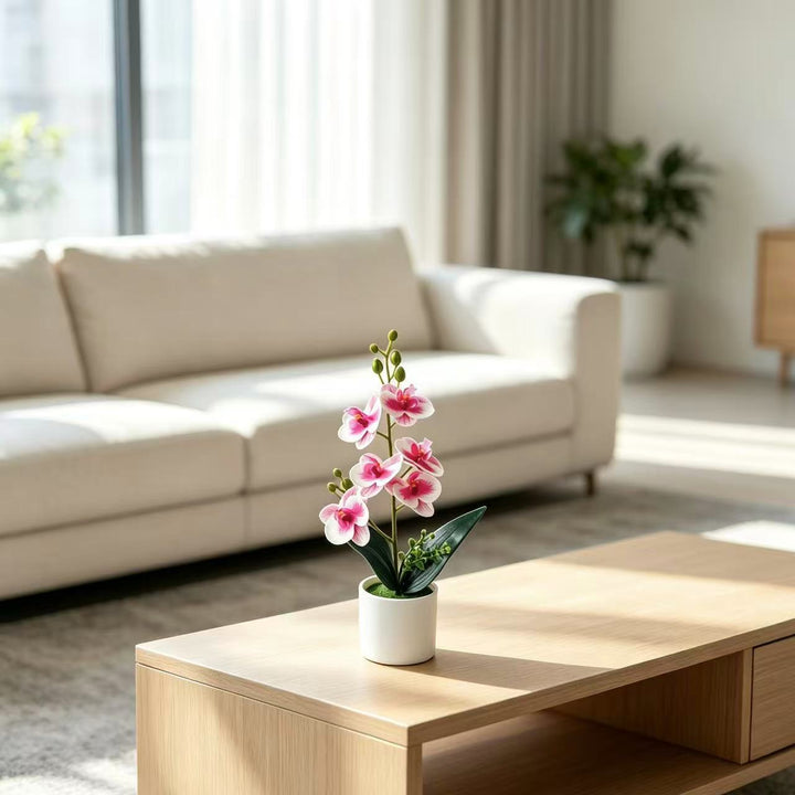 Elegant Artificial Orchid Plant Arrangement for Indoor Display