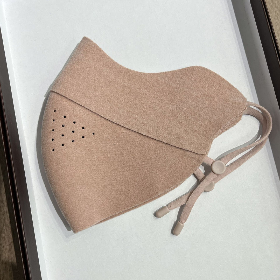 Contoured Reusable Breathable Fabric Face Mask with Adjustable Toggle Ear Loops and Micro Vent Perforations Kalsten