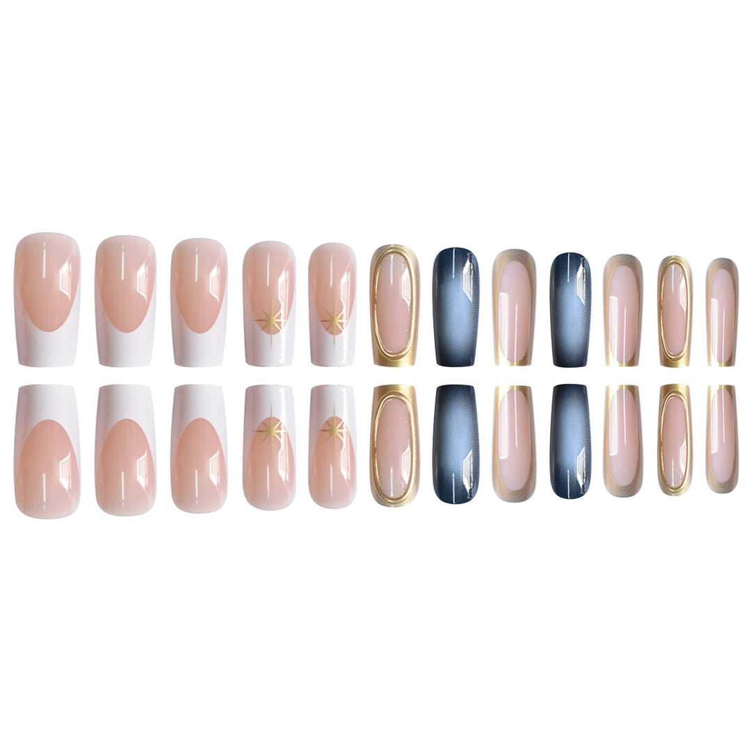 Elegant Ombre Press-On Nail Set with Gold Accents Kalsten