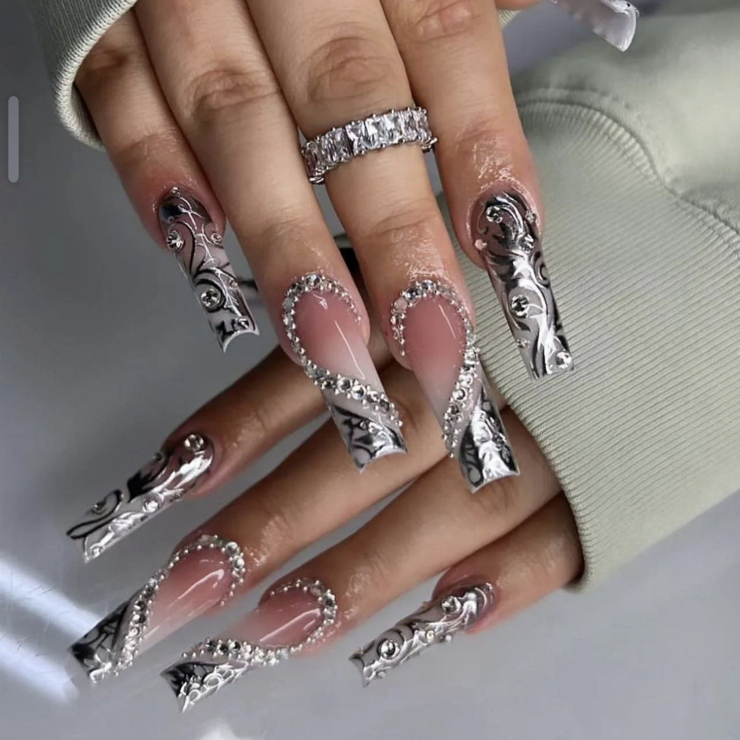 Artificial nails with sparkling rhinestones Kalsten