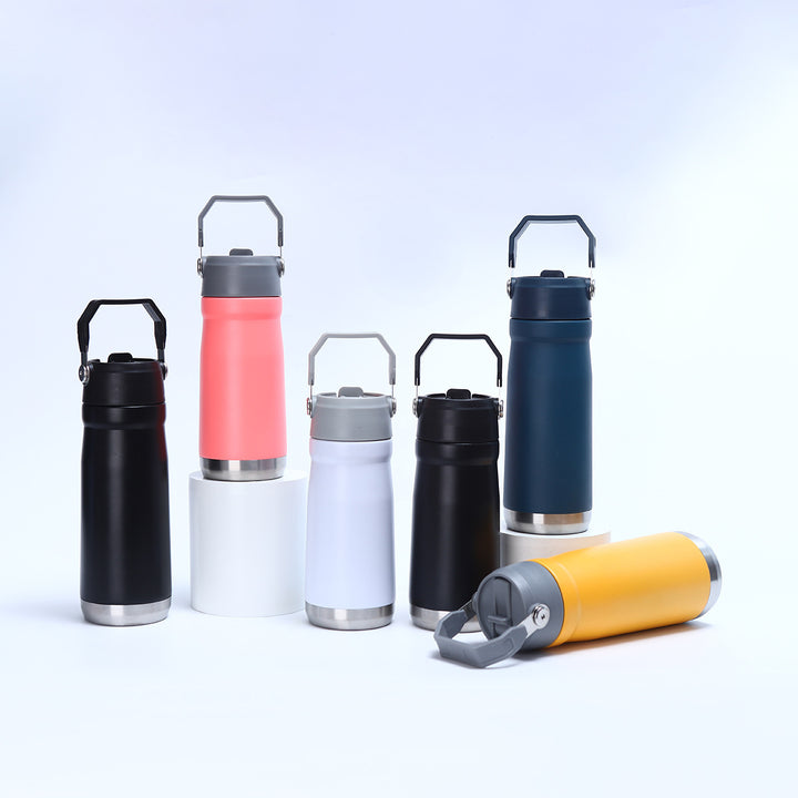 Women's Practical Insulated Drinking Bottle with Foldable Carry Handle Kalsten
