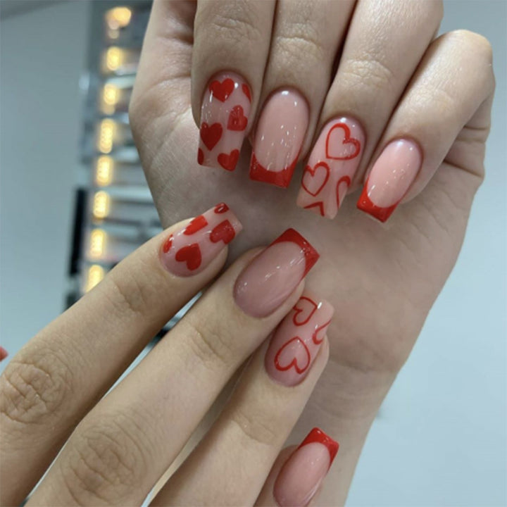Creative Heart-Themed Press-On Nail Design kalsten