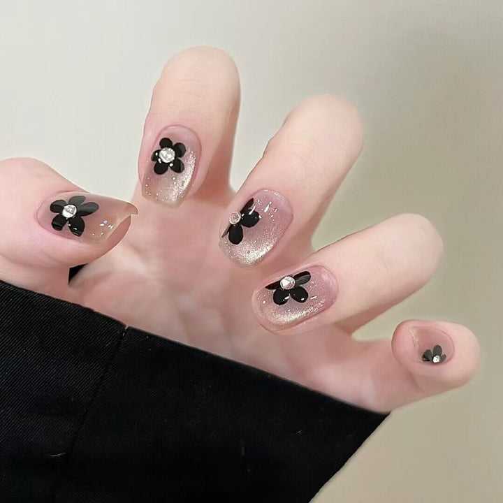 Floral Glitter Press-On Nail Art Kalsten