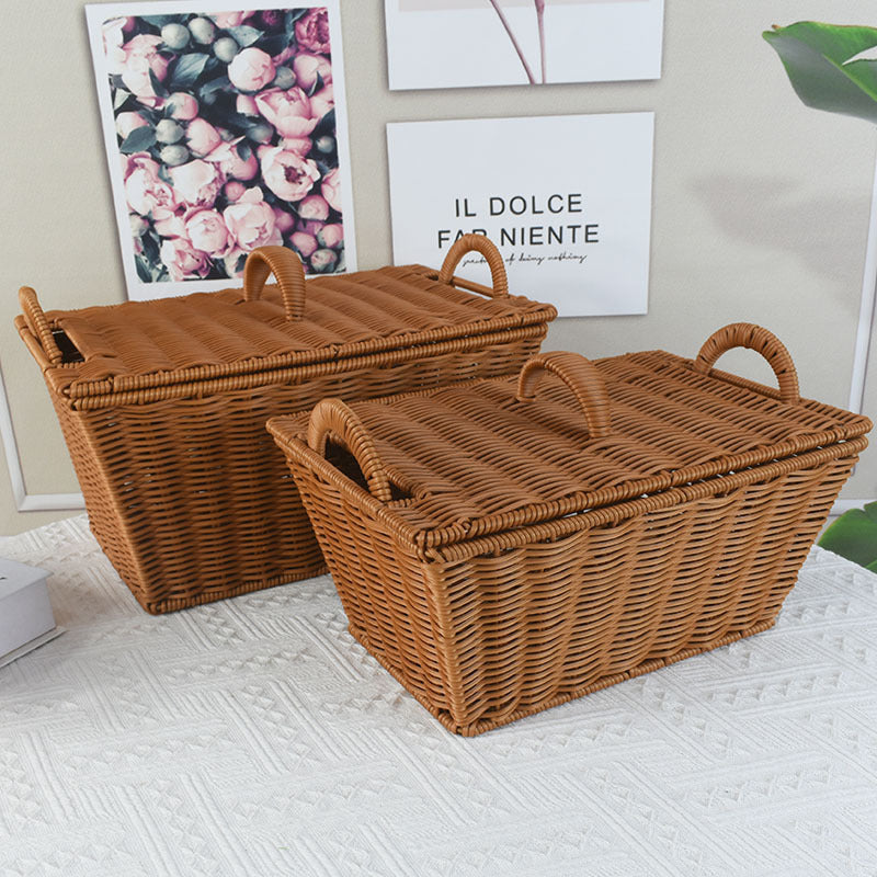 Handcrafted Woven Storage Basket with Lid Kalsten