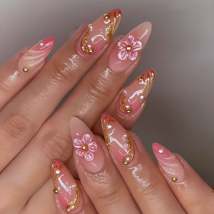 Floral and Decorative Press-On Nail Set Kalsten