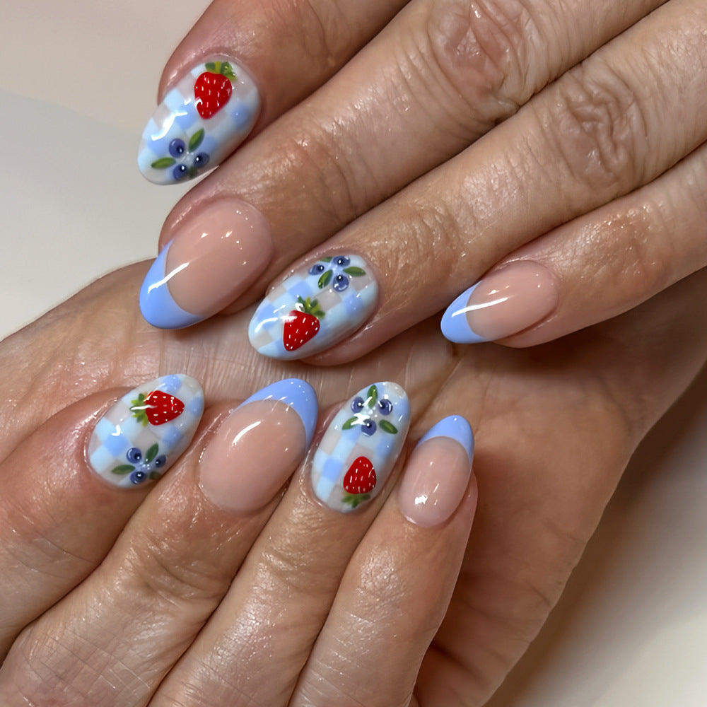 Artistic Strawberry-Themed Press-On Nails Kalsten