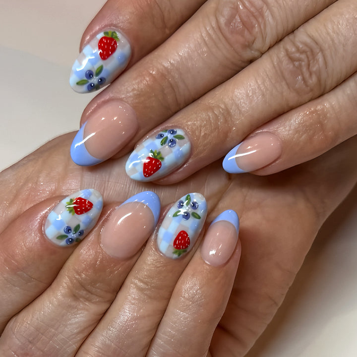 Artistic Strawberry-Themed Press-On Nails Kalsten