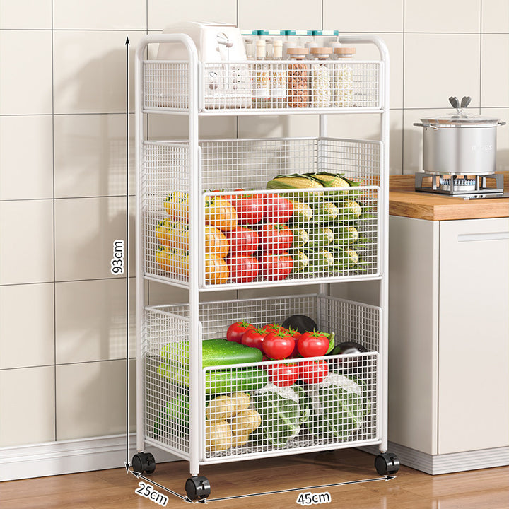 Rolling Kitchen Storage Organizer with Adjustable Mesh Baskets Kalsten