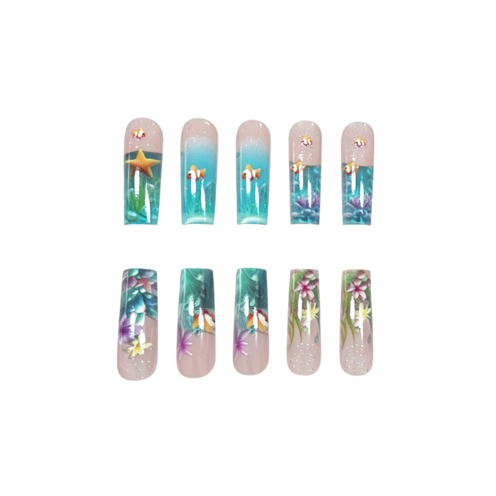 Artistic Underwater-Themed Nail Art Extensions Kalsten