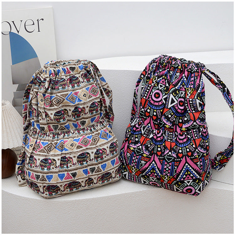 Drawstring Elephant Print Backpack Kalsten