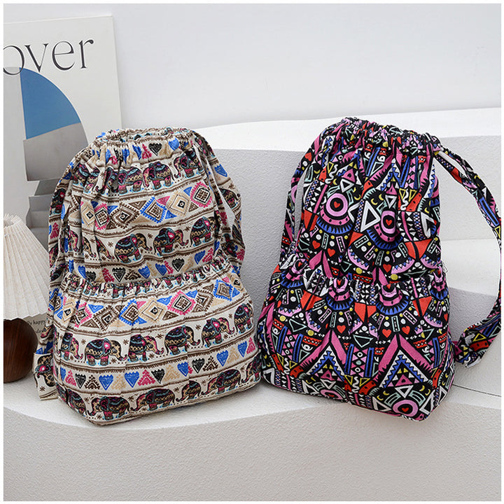 Drawstring Elephant Print Backpack Kalsten