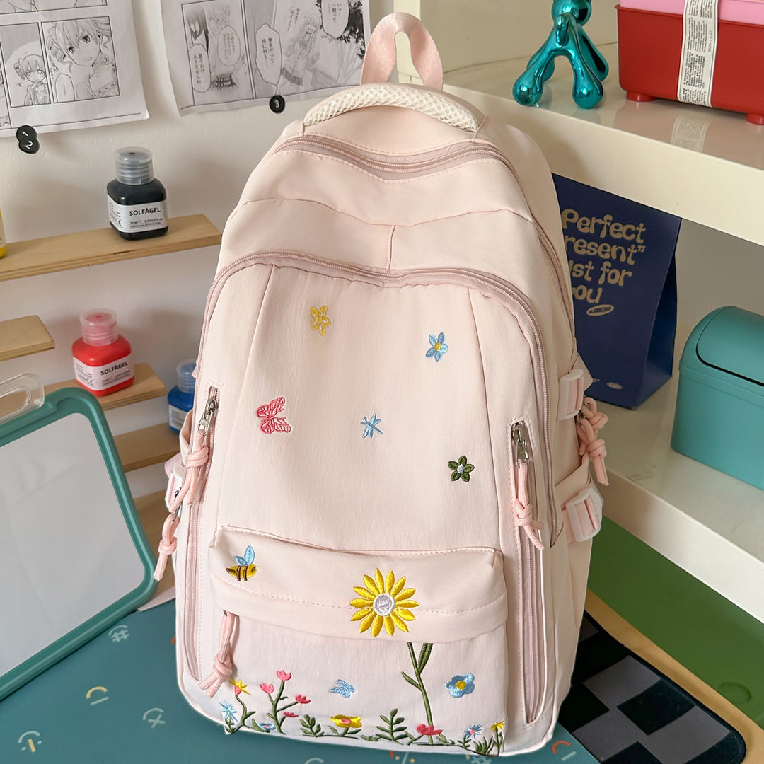 Embroidered Floral Design Backpack Kalsten