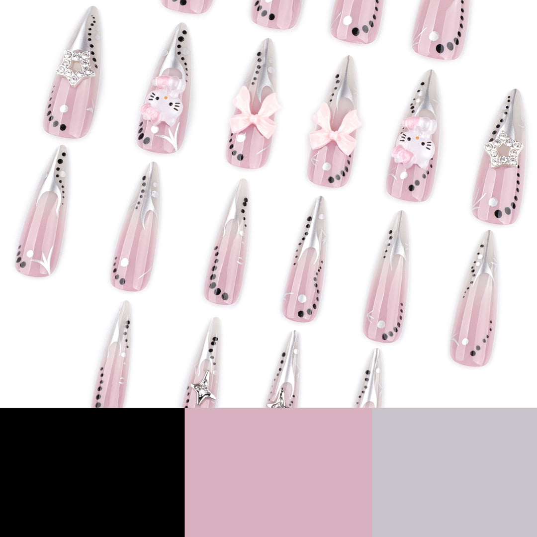 Artful Nail Extensions with Glamorous Decor Kalsten