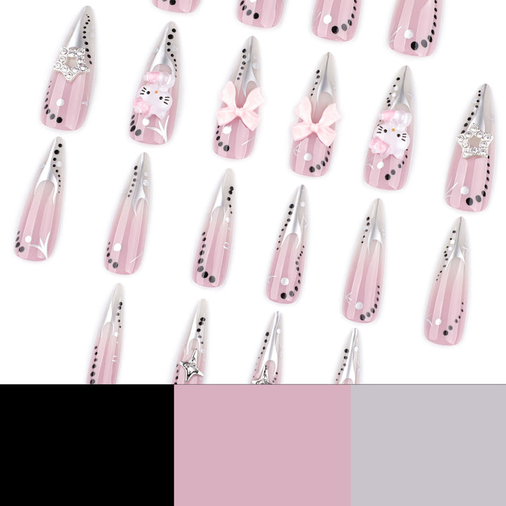 Artful Nail Extensions with Glamorous Decor Kalsten