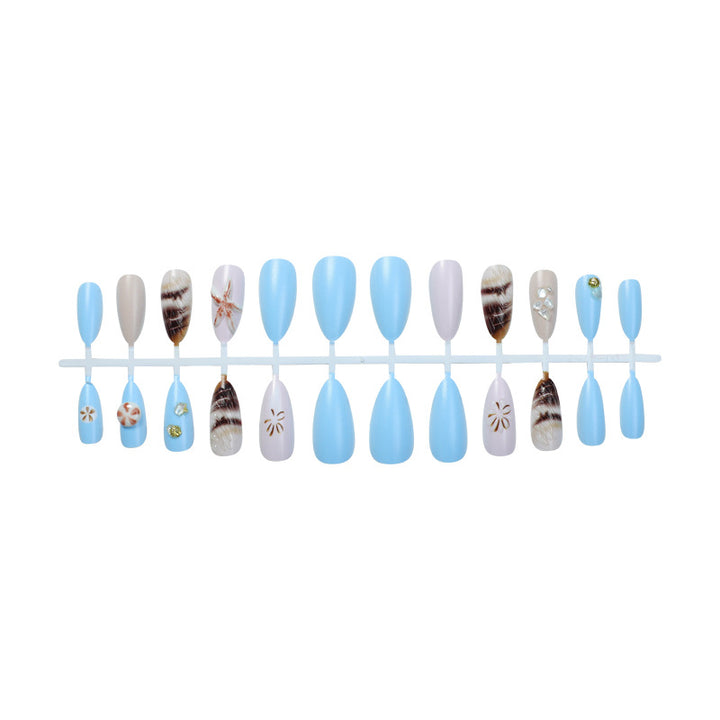 Decorative Press-On Nail Art Set with Coastal Theme kalsten