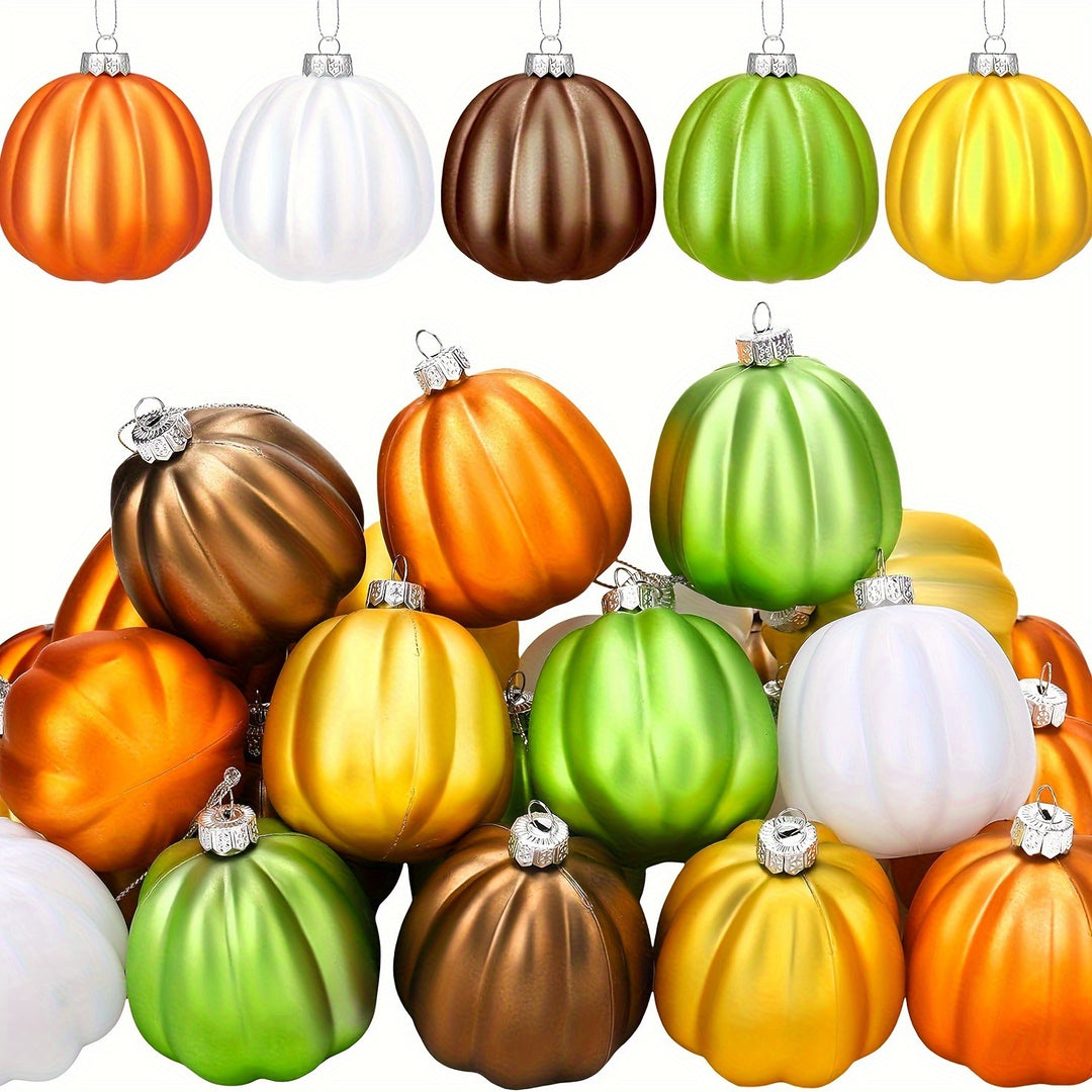 Hanging Christmas Ornaments in Pumpkin Glass Design Ornament Set