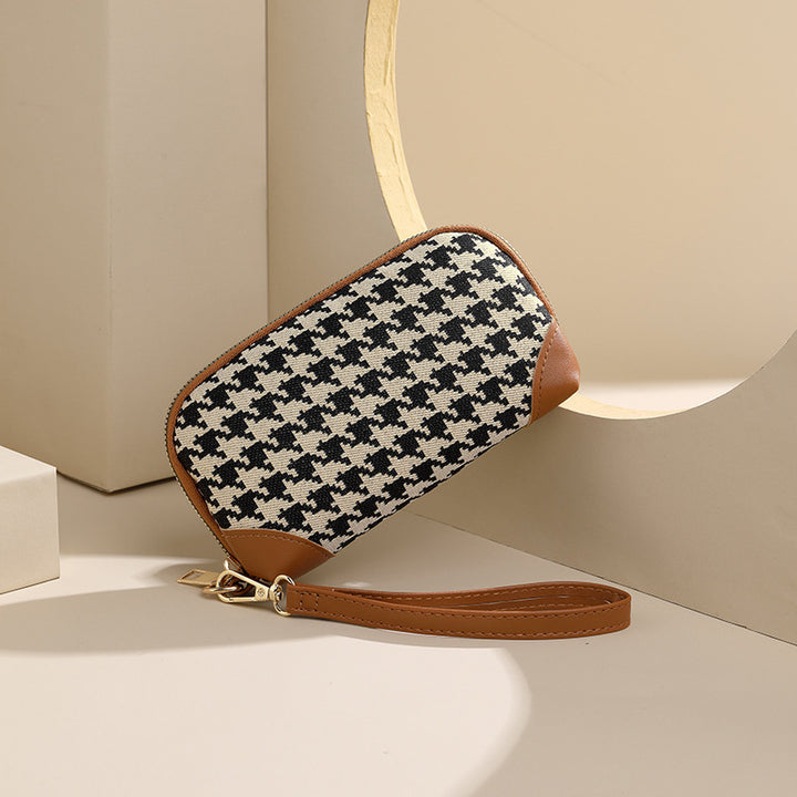 Elegant Houndstooth Zip Pouch Kalsten