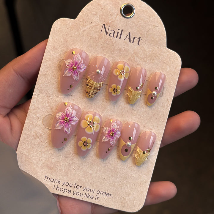 Decorative Floral Press-On Nail Set Kalsten