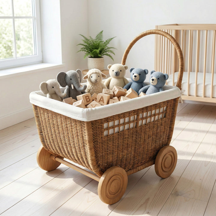 Vintage Woven Storage Cart Kalsten