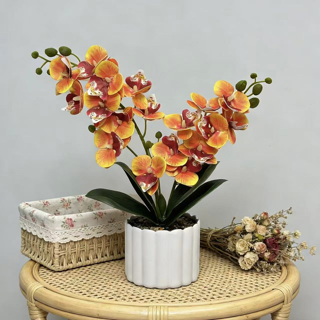Elegant Artificial Orchid Plant Arrangement for Indoor Decor