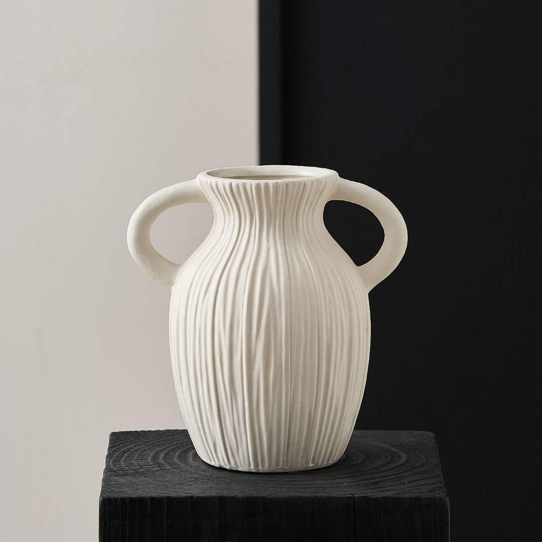 Decorative ceramic vase with artistic ribbed pattern Kalsten