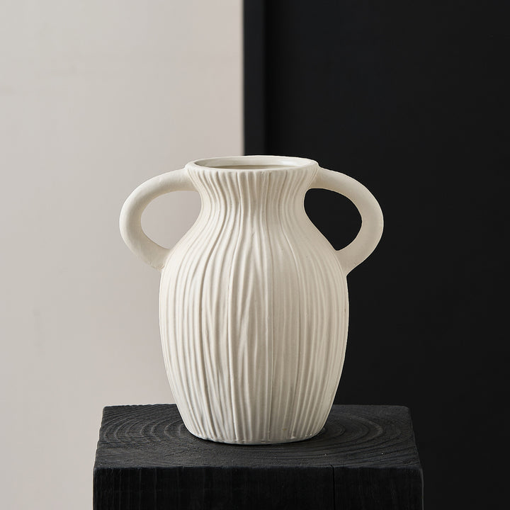 Decorative ceramic vase with artistic ribbed pattern Kalsten