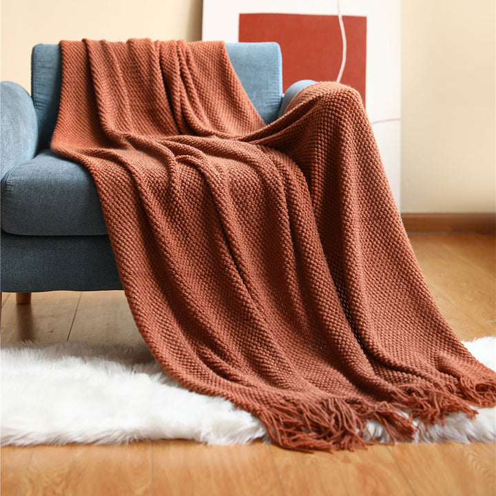 Textured Fringe Throw Blanket Kalsten